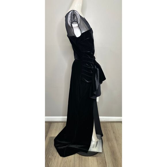 Chiara Boni Women’s Aroma Illusion Velvet Ruffled Sheath Gown US 10 $1190 - Picture 10 of 11